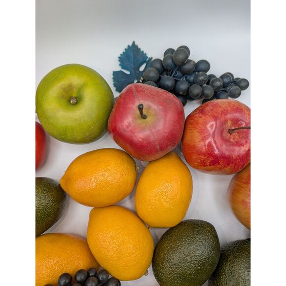 31 pcs Artificial Faux Realistic Fruit Lemons Limes Grapes Apples Plum - Picture 3 of 7